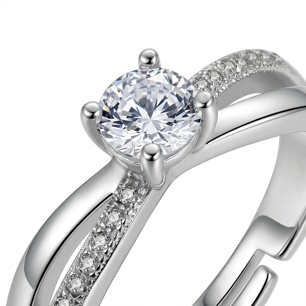925 Sterling Silver Ring – Elegant Cross Design with Zirconia