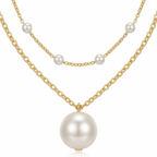 Gold Pearl Necklace – Chic Layered Elegance with Gold Plating