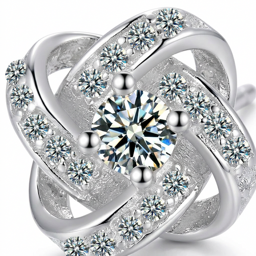 925 Sterling Silver Earrings – Elegant Heart Twist with Zirconia