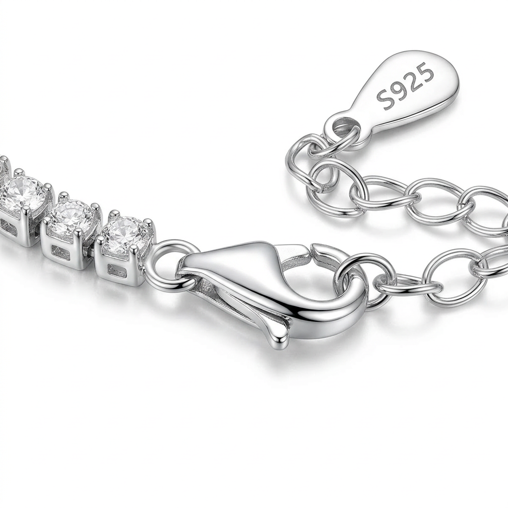 S925 Sterling Silver Bracelet – Elegant Charm Design with Zircon Accents