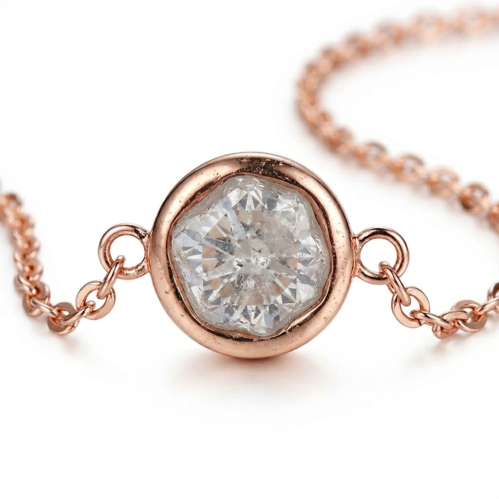 Cubic Zirconia Anklet – Chic Rose Gold Stainless Steel Chain