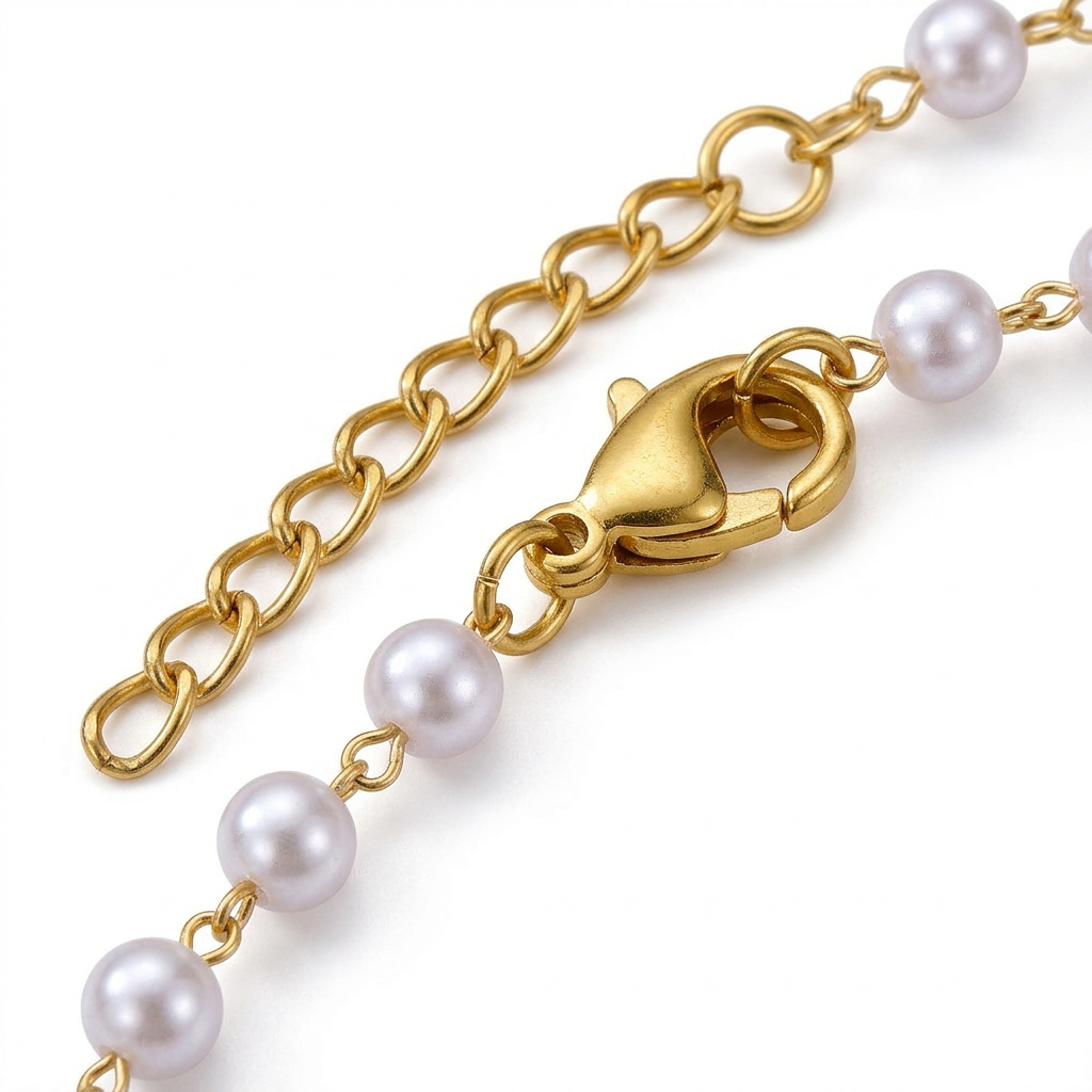 Pearl Chain Anklet – Chic Summer Foot Bracelet in Stainless Steel