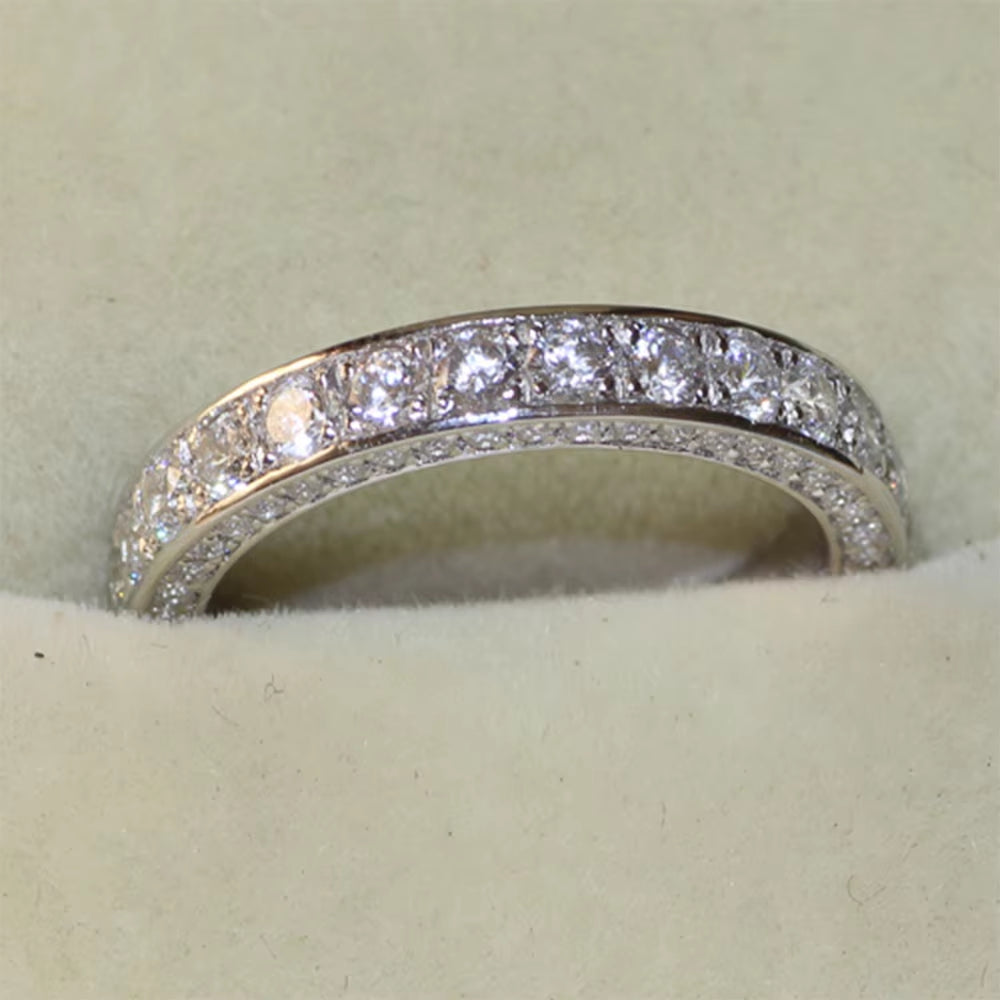 Classic Women Band Ring Paved Zircon Crystal Wedding Engagement