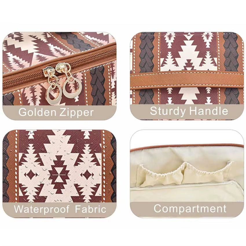 Large Waterproof Leather Luxury Makeup Bag with Zipper