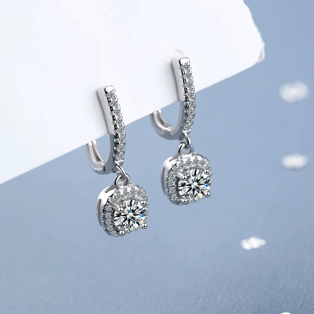 2CT Moissanite Huggie Hoop Earrings 925 Silver Dainty Jewelry