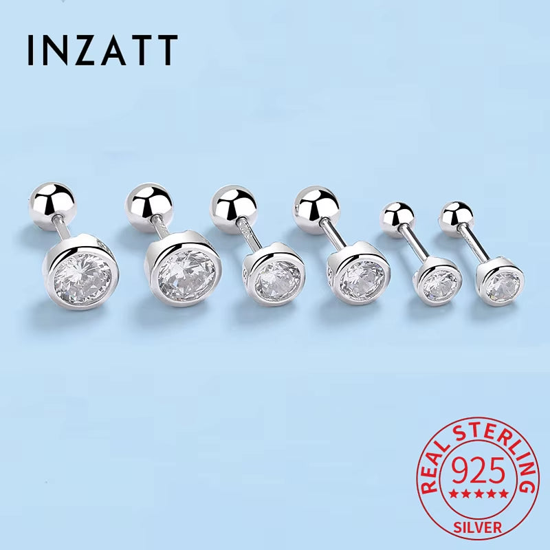 925 Sterling Silver Zircon Screw Thread Stud Earrings for Women