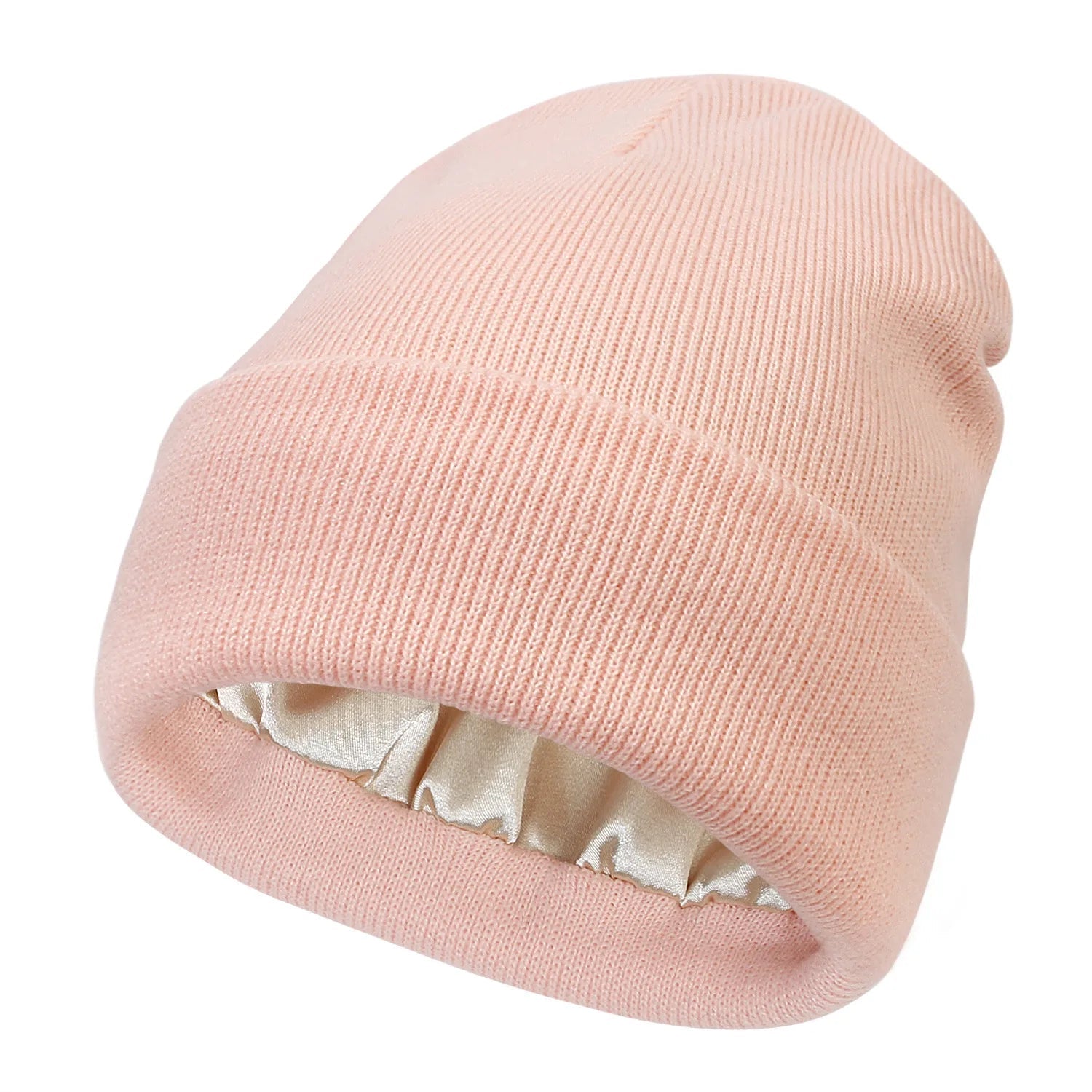 Silk Satin-Lined Winter Beanie - Warm Chunky Satin Head Cap for Men & Women