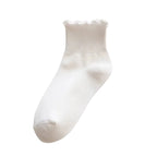 3 Pairs/Lot Cute Socks for Women New Japanese Style Breathable Girls Short Socks Kawaii Solid Socks Frilly Ruffle Socks Casual