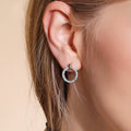 100% Real 925 Sterling Silver Crystal Round Stud Earrings