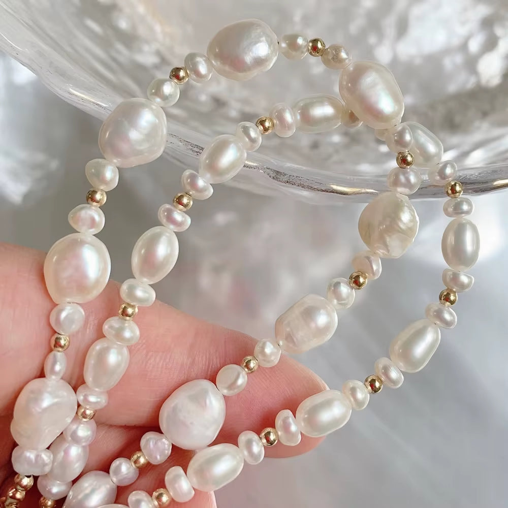 Fashion Natural Freshwater Pearl Bracelet for Women Irregular Baroque Pearl Charm Strand Bracelet Wedding Jewelry Party Gifts