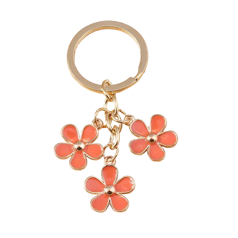 Cute Enamel Keychain Colorful Sakura Flower Key Ring Sweet Key Chains for Women Girls Handbag Accessories DIY Jewelry Gifts