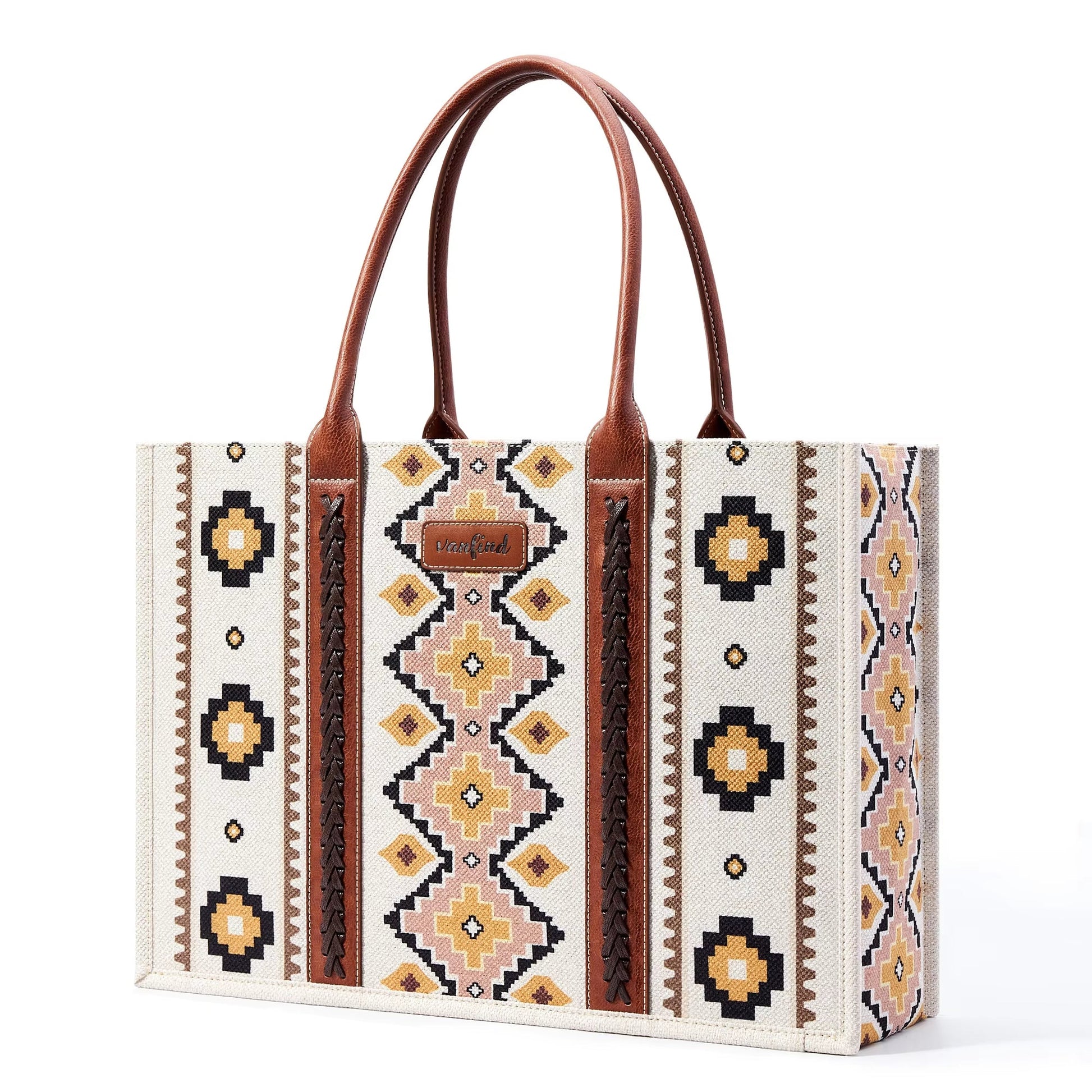 Bohemian Ethnic Print Tote Bag, Large Capacity, Canvas, Crossbody
