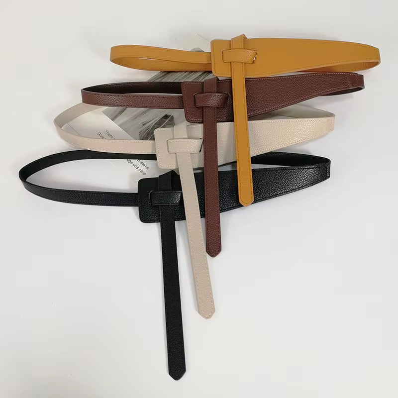 Designer Belts for Women High Quality Knot Soft Pu Leather Long Waistband Female Waist Wide Coat Corset Belt Cummerbunds