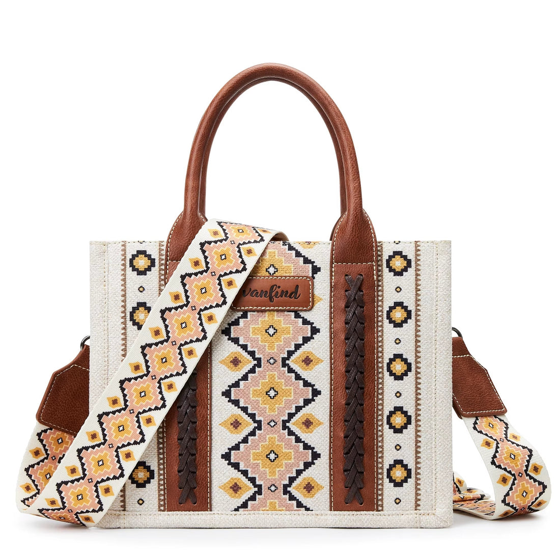 Bohemian Ethnic Print Tote Bag, Large Capacity, Canvas, Crossbody