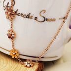 New Titanium Steel Brand Jewelry 7 Daisy Anklets for Women Rose Gold Color Fashion Prevent Allergy Summer Jewelry