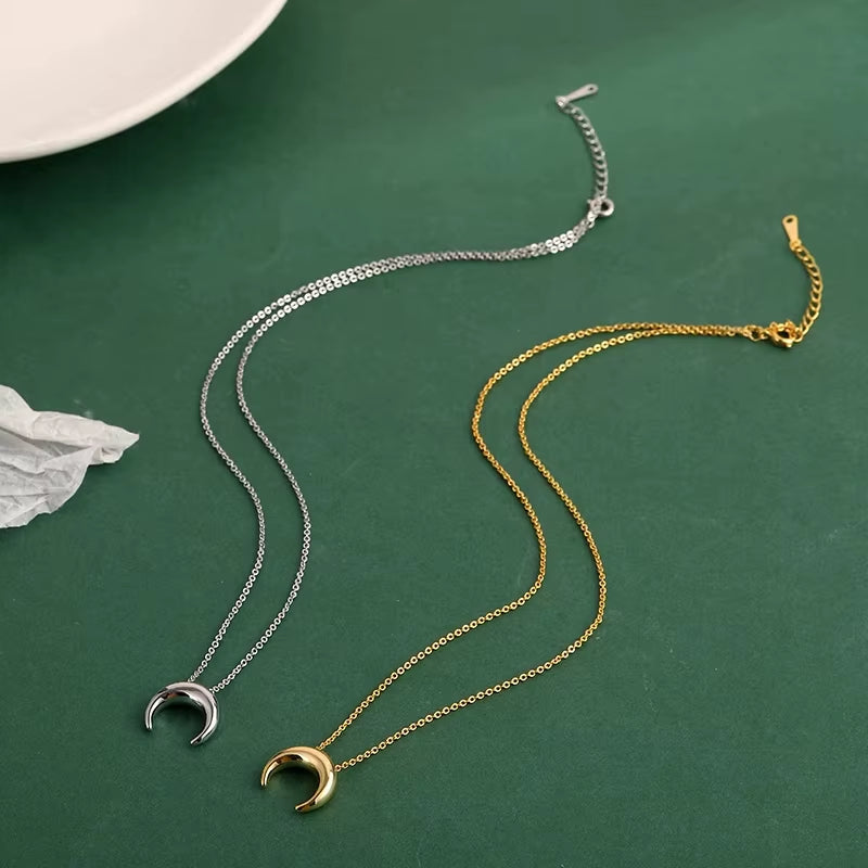 925 Sterling Silver Crescent Necklace for Women Clavicle Chain Moon Simple Jewelry Gifts 2023 New