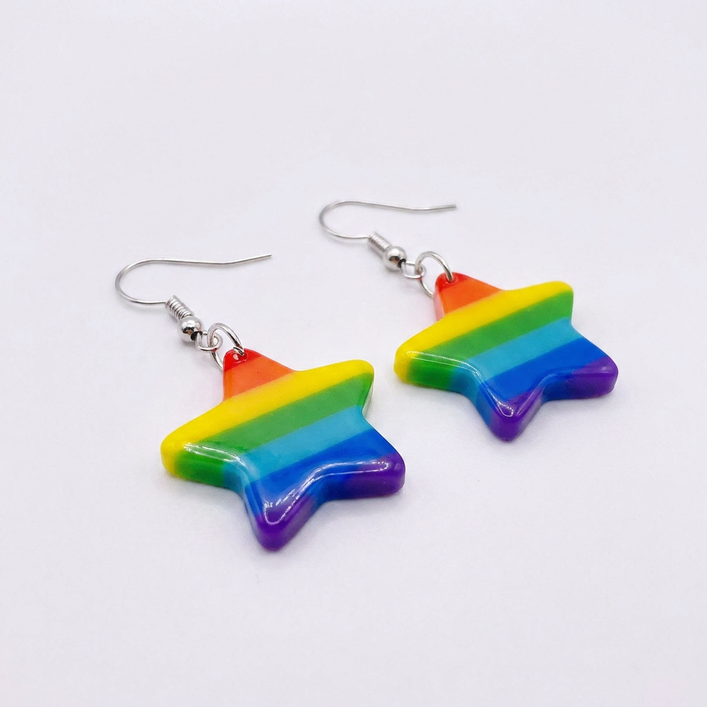 Rainbow Drop Earrings – Expressive Style with Acrylic Charms