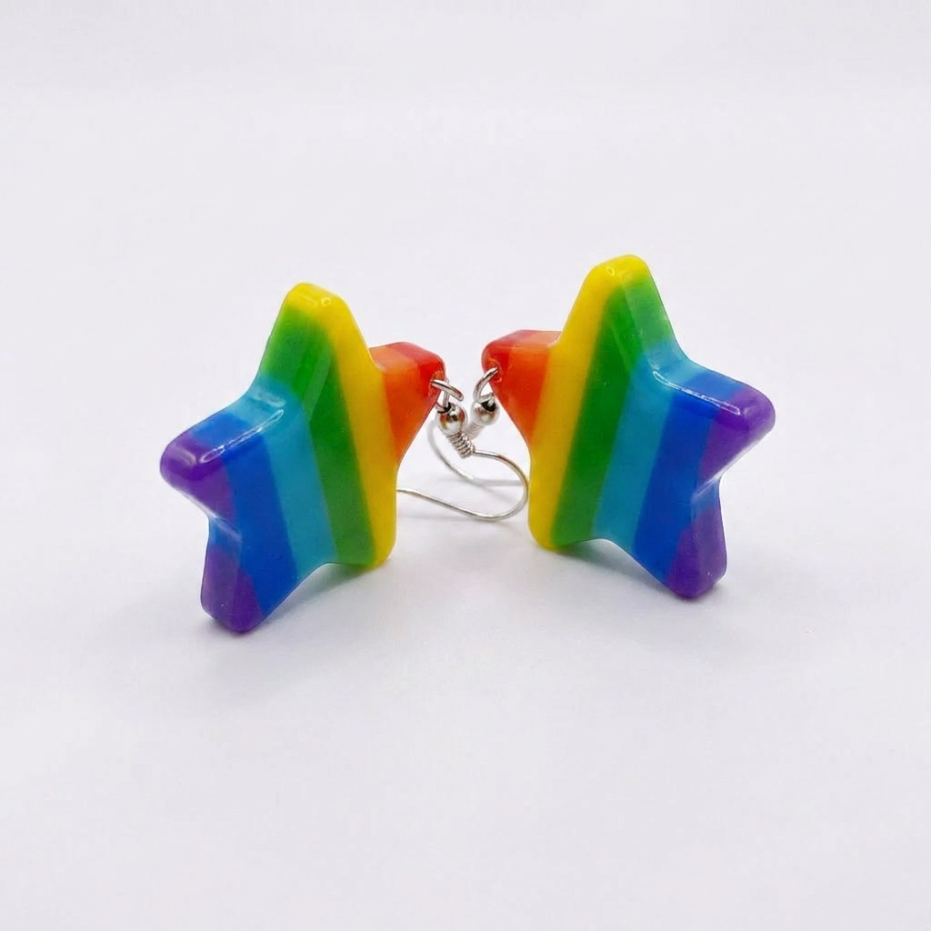 Rainbow Drop Earrings – Expressive Style with Acrylic Charms