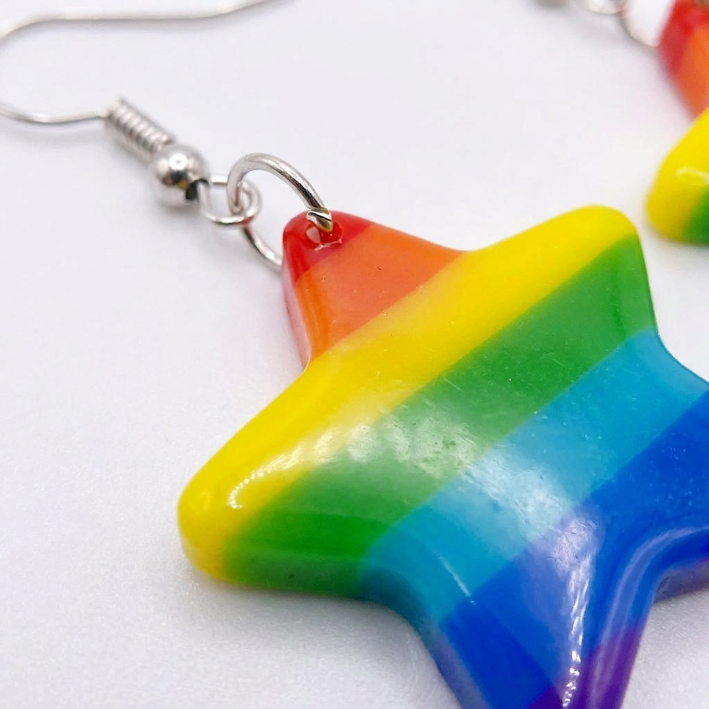 Rainbow Drop Earrings – Expressive Style with Acrylic Charms