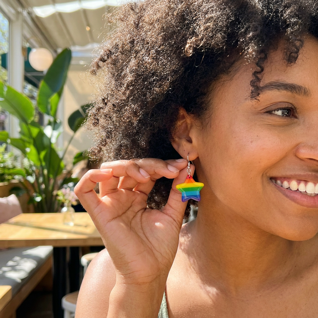 Rainbow Drop Earrings – Expressive Style with Acrylic Charms