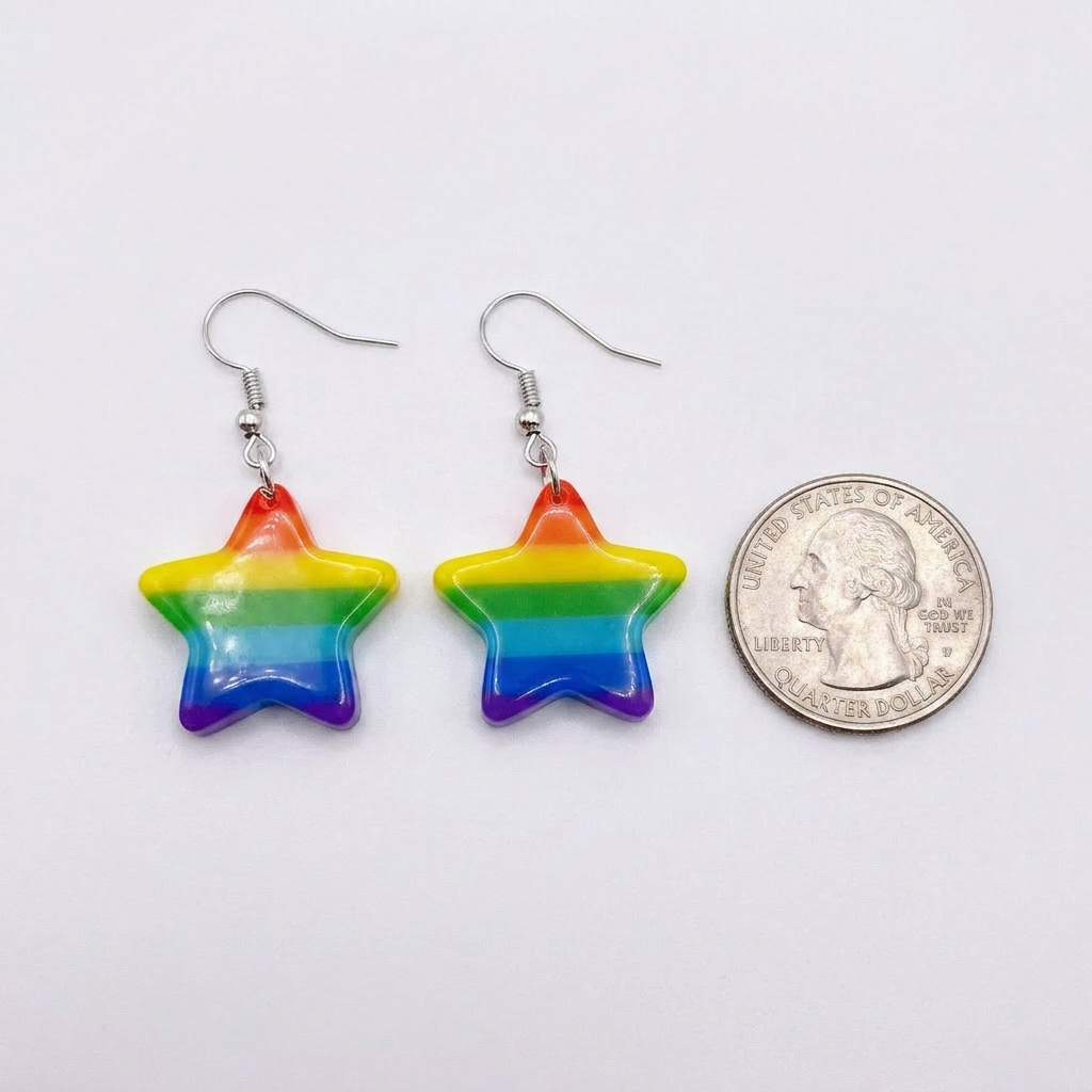 Rainbow Drop Earrings – Expressive Style with Acrylic Charms