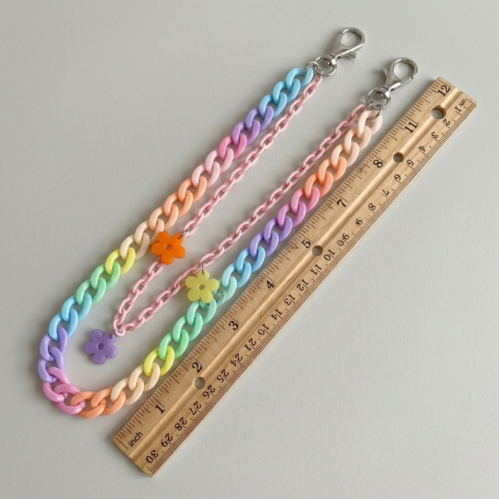 Rainbow Chain Keychain – Bold Style with Acrylic Flower Links