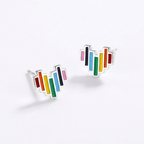 Rainbow Heart Stud Earrings – Everyday Charm in Sterling Silver