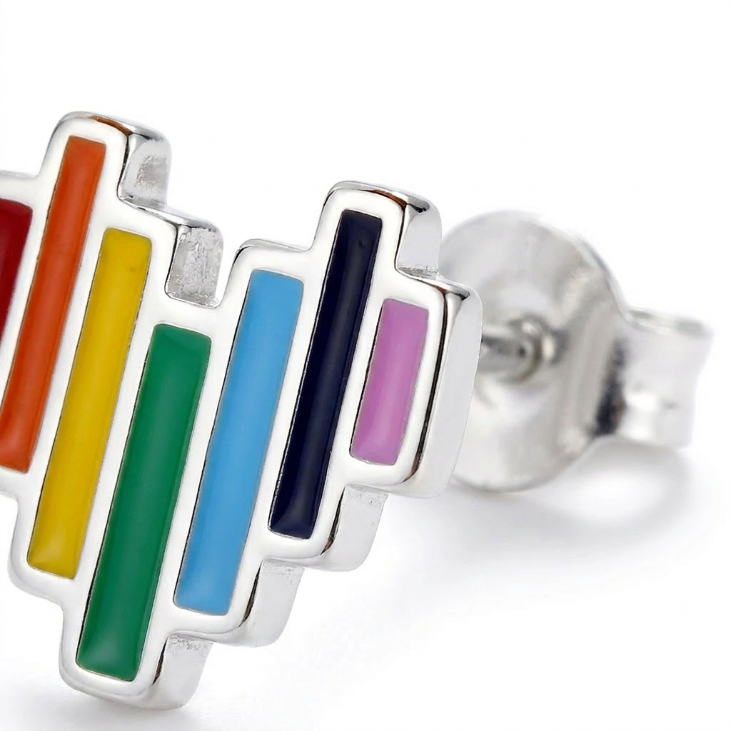 Rainbow Heart Stud Earrings – Everyday Charm in Sterling Silver