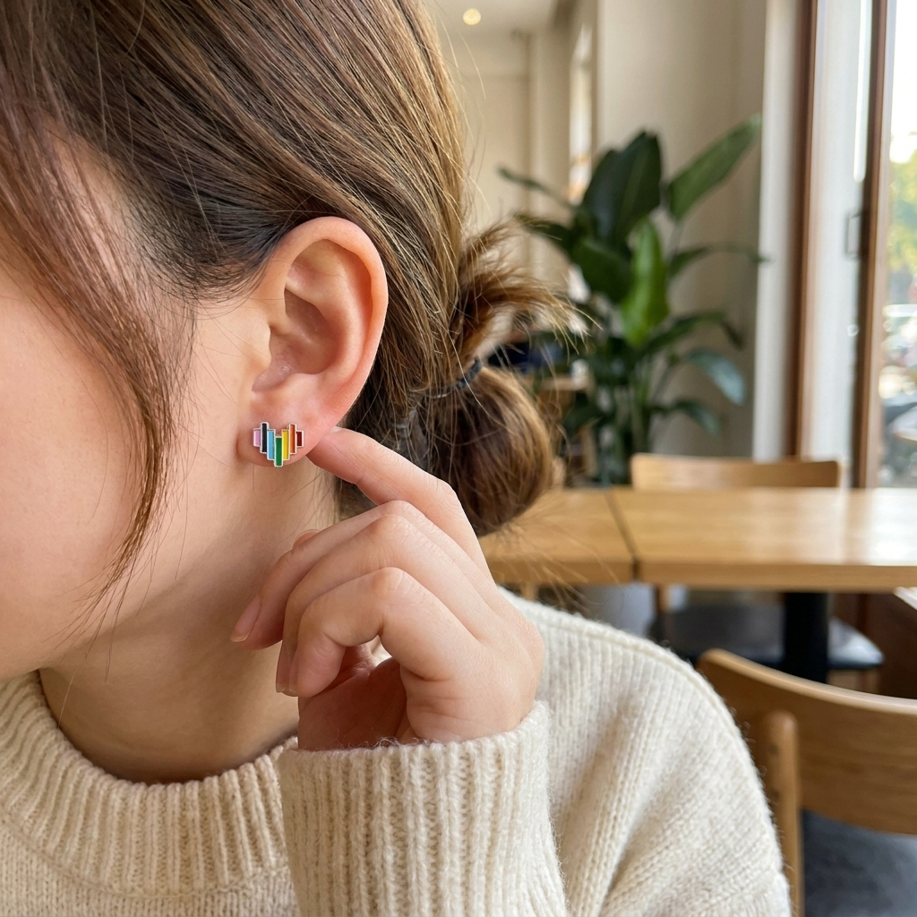 Rainbow Heart Stud Earrings – Everyday Charm in Sterling Silver