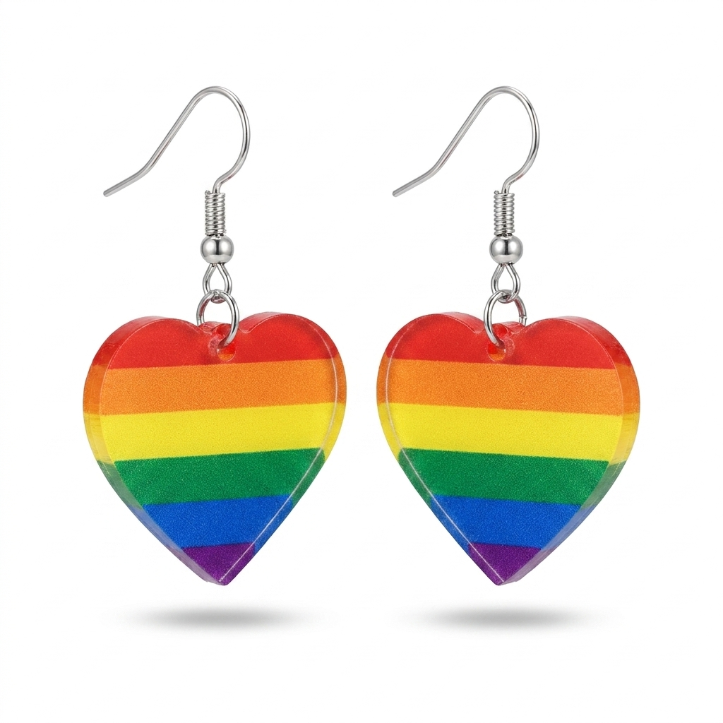Rainbow Heart Earrings – Playful Style with Acrylic Design