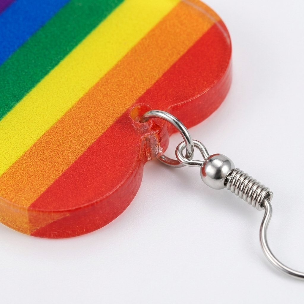 Rainbow Heart Earrings – Playful Style with Acrylic Design