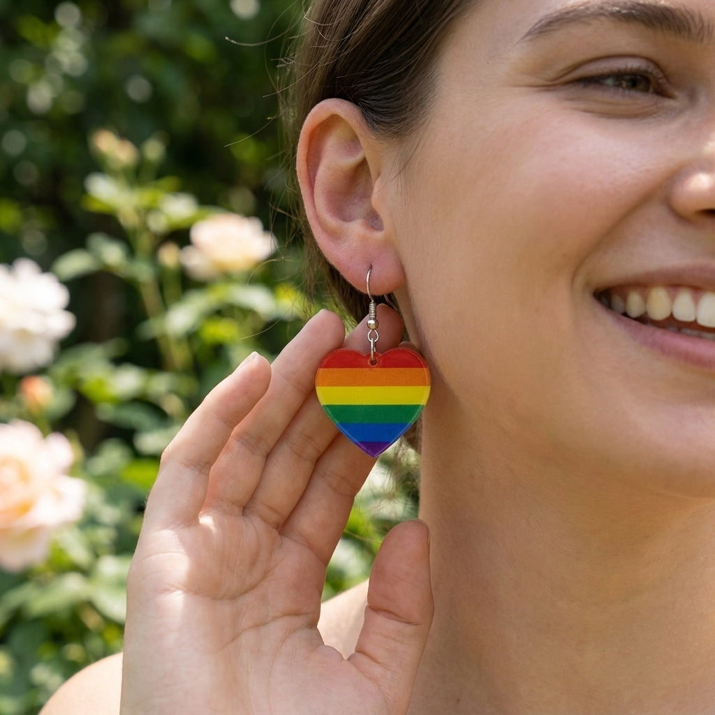Rainbow Heart Earrings – Playful Style with Acrylic Design