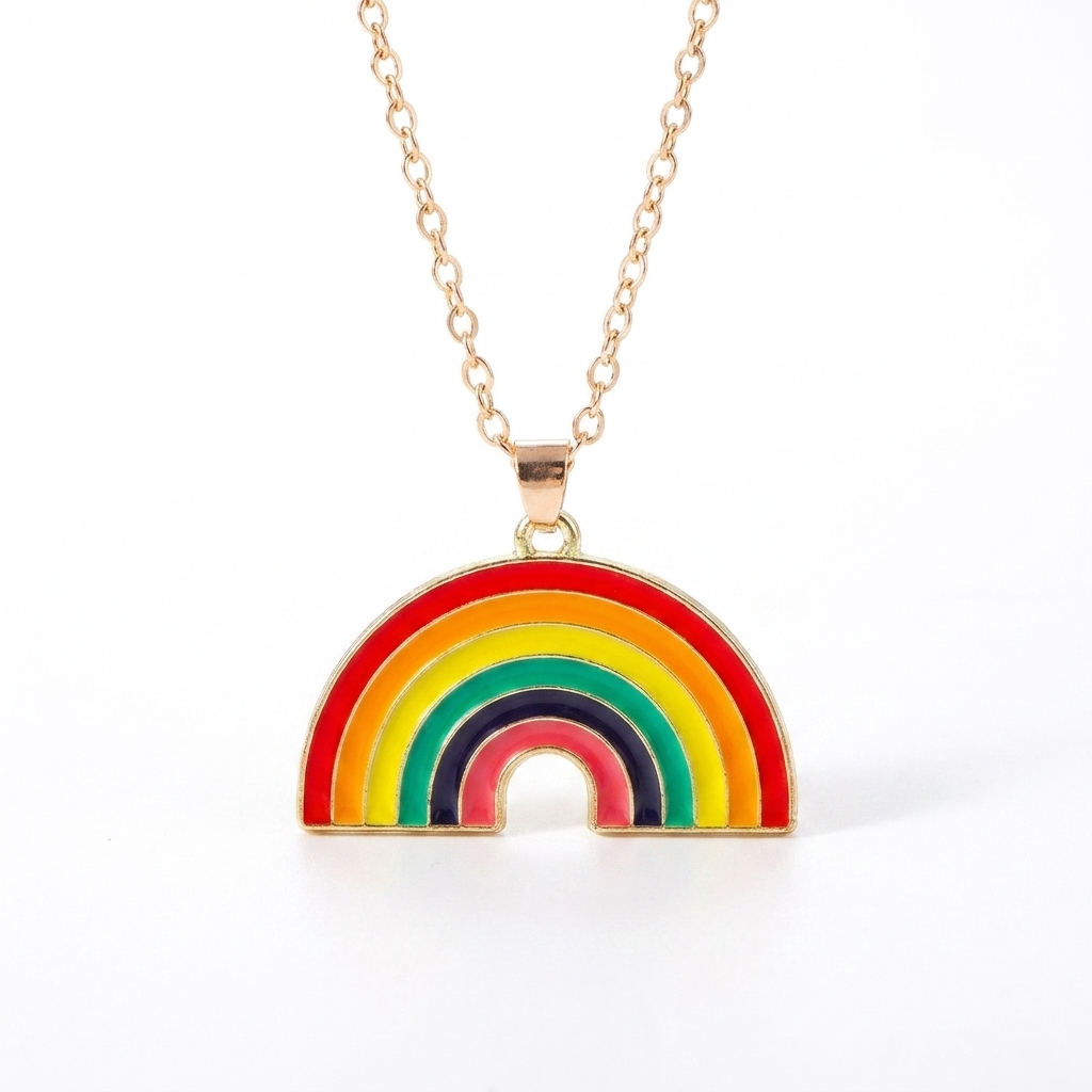 Rainbow Heart Necklace – Everyday Charm with Enamel Pendant