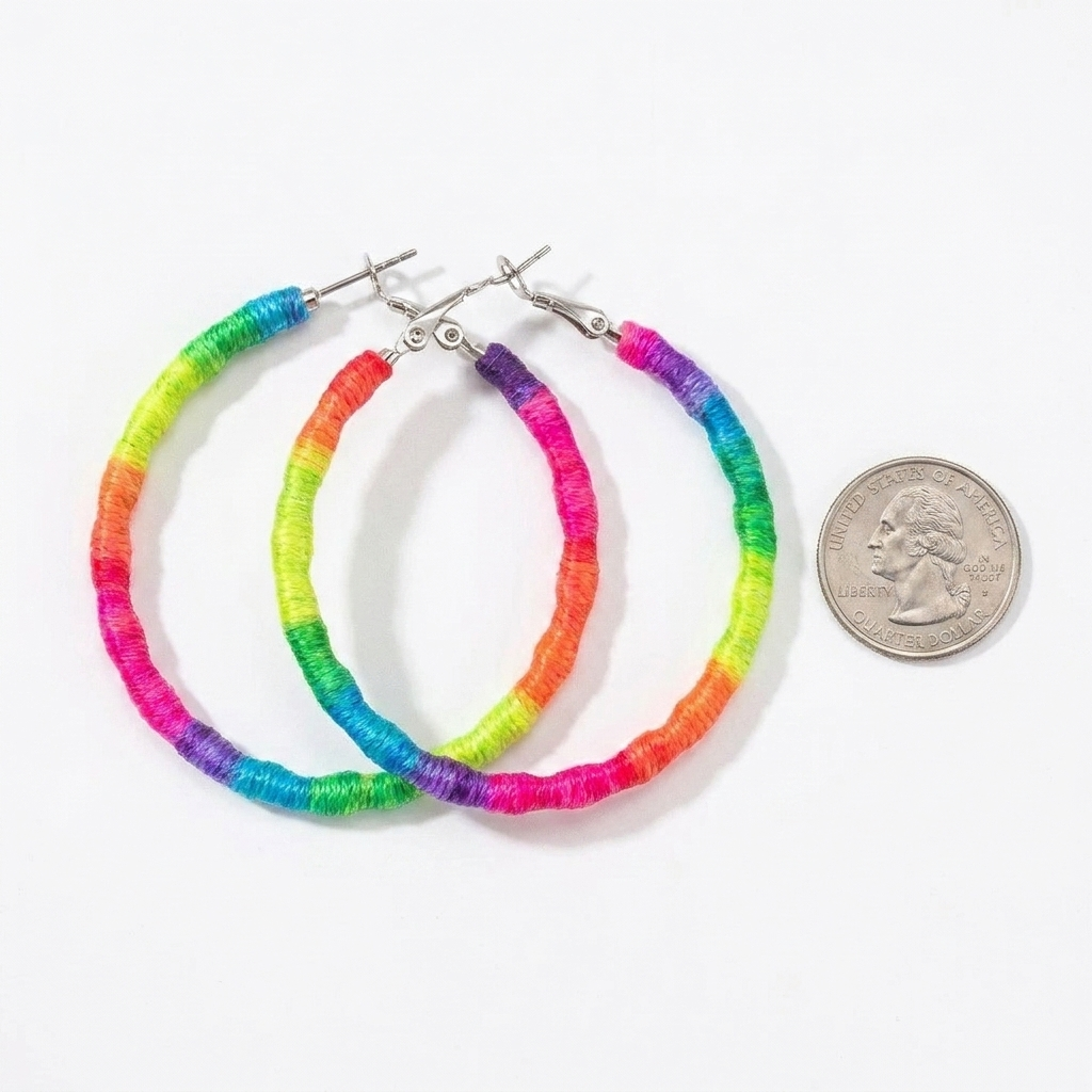 Colorful Hoop Earrings – Statement Style with Woven Rope Design