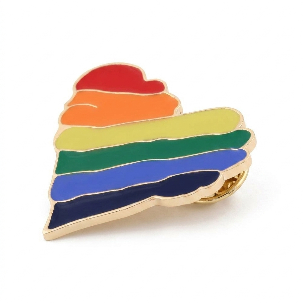 Rainbow Enamel Pin – Personal Style with Heart & Hand Designs