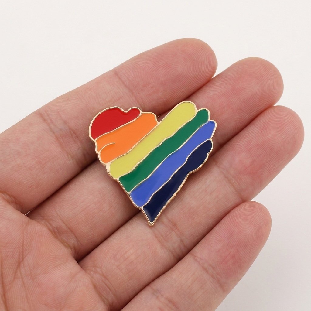 Rainbow Enamel Pin – Personal Style with Heart & Hand Designs