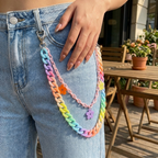 Rainbow Chain Keychain – Bold Style with Acrylic Flower Links