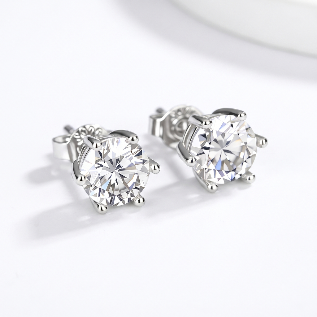 Moissanite Stud Earrings in 925 Sterling Silver – Brilliant Sparkle