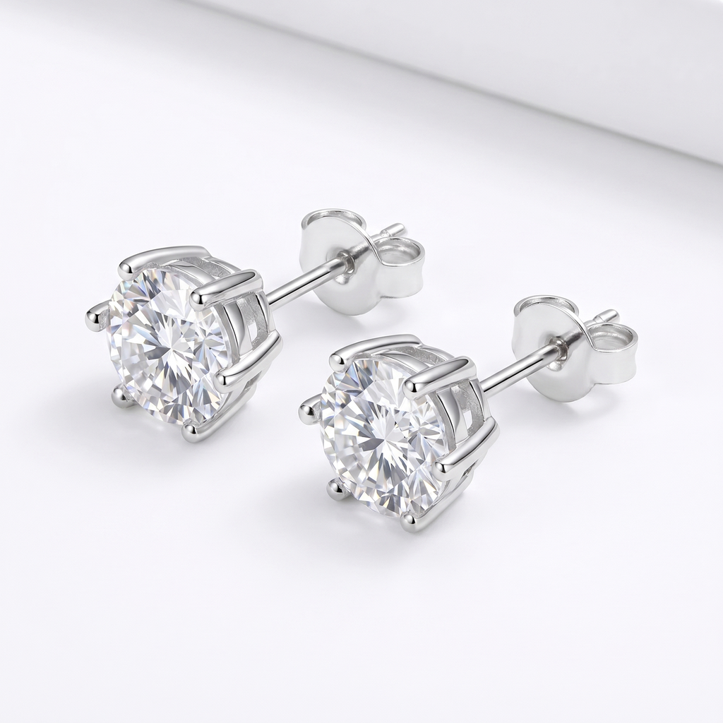 Moissanite Stud Earrings in 925 Sterling Silver – Brilliant Sparkle