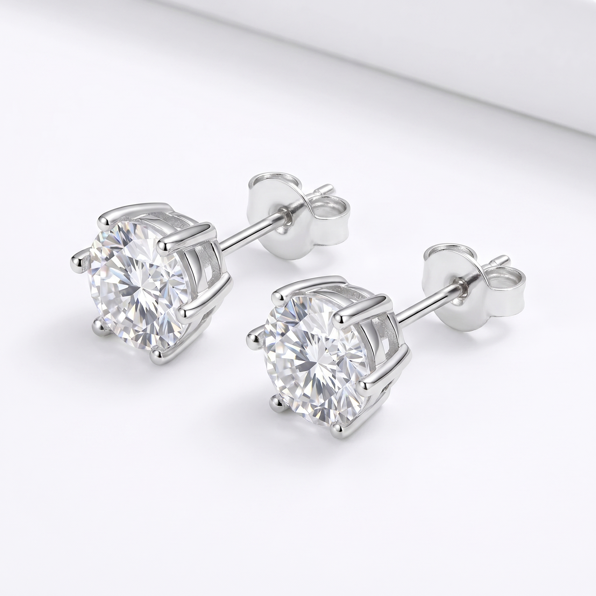 Moissanite Stud Earrings in 925 Sterling Silver – Brilliant Sparkle