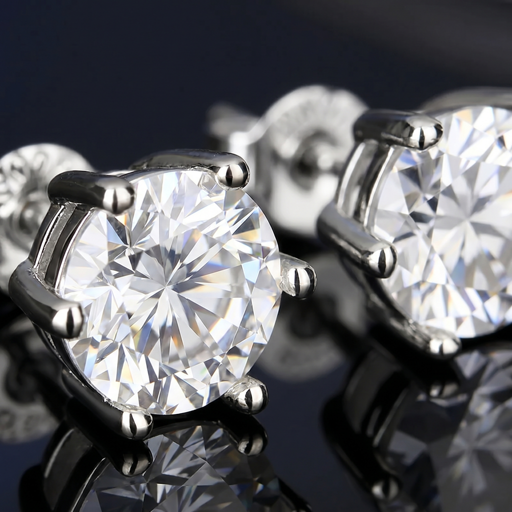 Moissanite Stud Earrings in 925 Sterling Silver – Brilliant Sparkle
