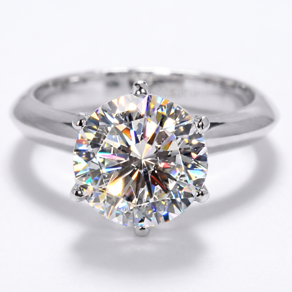 Moissanite Solitaire Ring – 925 Sterling Silver Engagement Sparkle