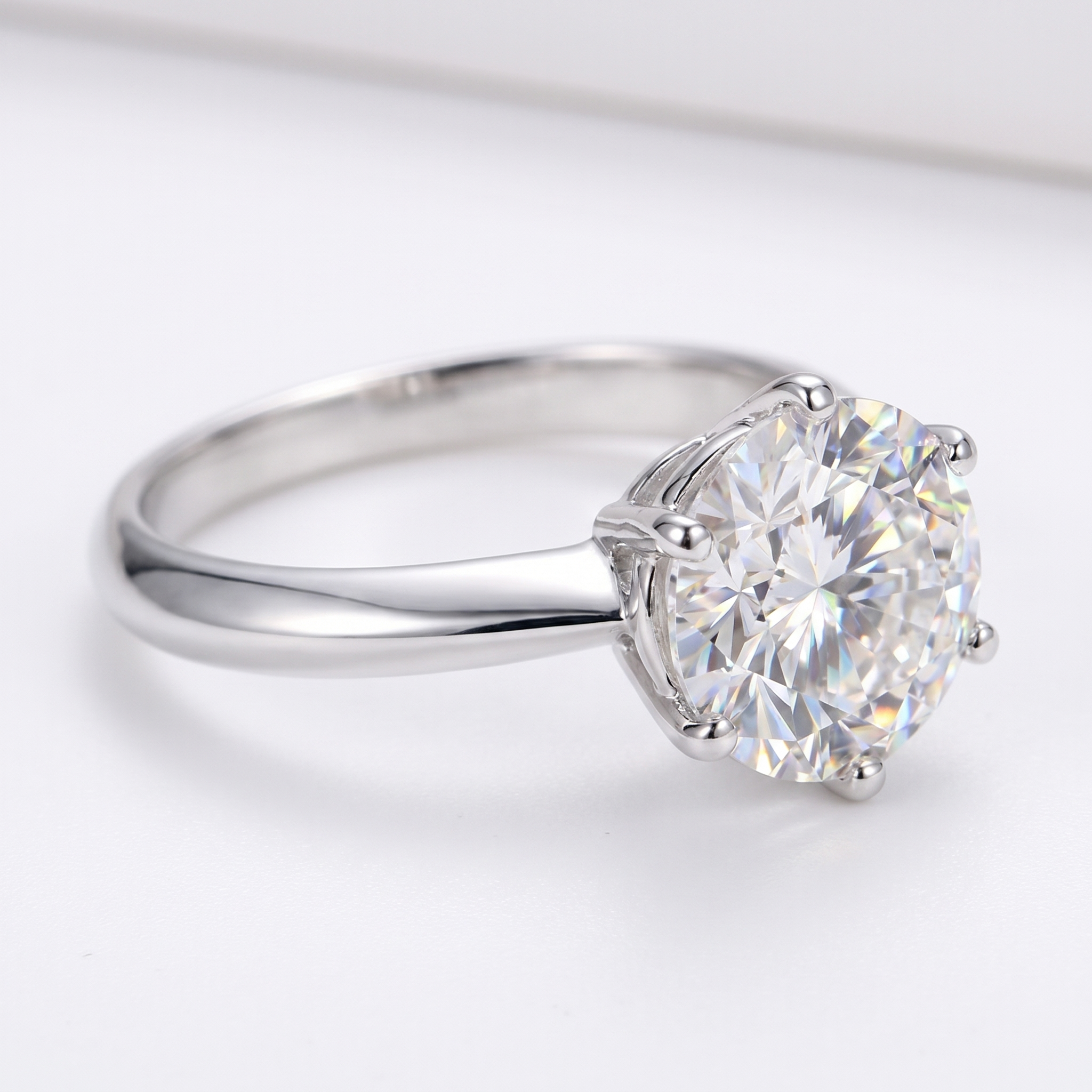 Moissanite Solitaire Ring – 925 Sterling Silver Engagement Sparkle