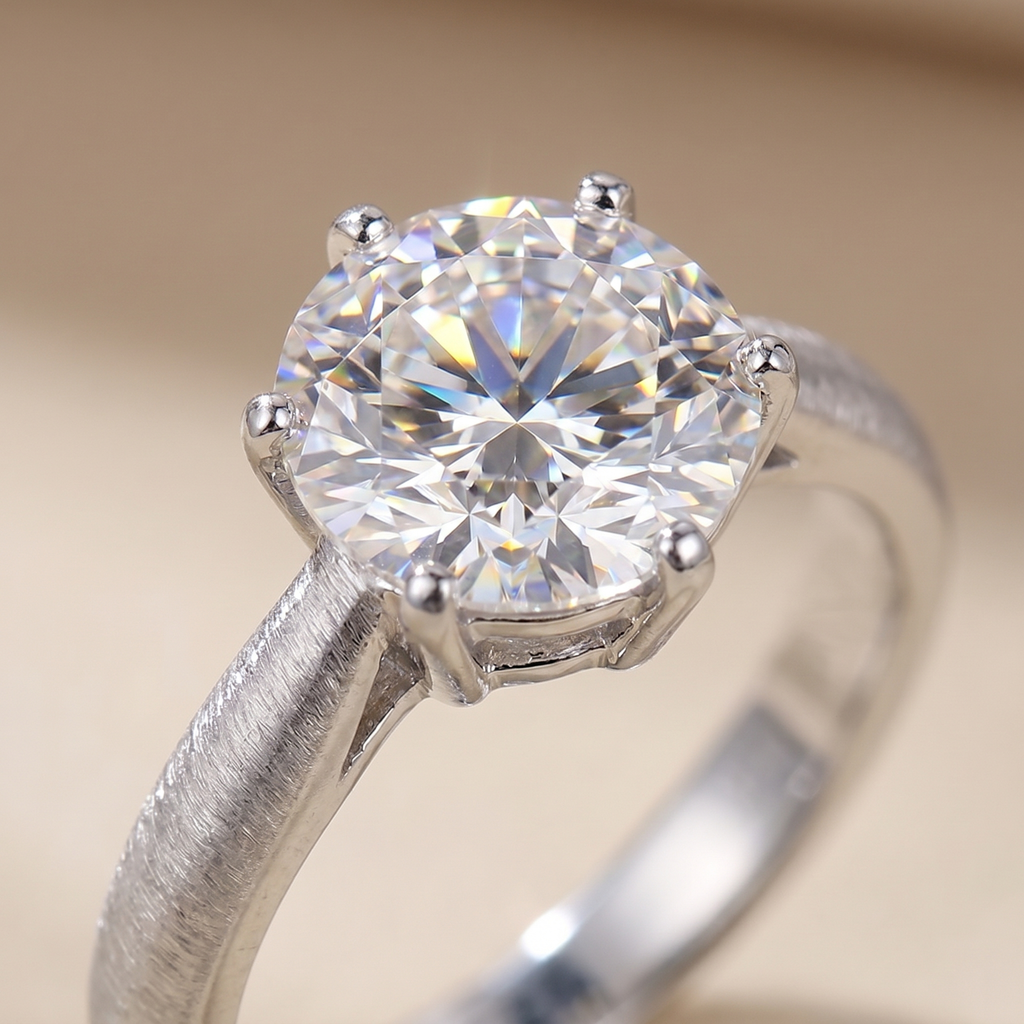 Moissanite Solitaire Ring – 925 Sterling Silver Engagement Sparkle