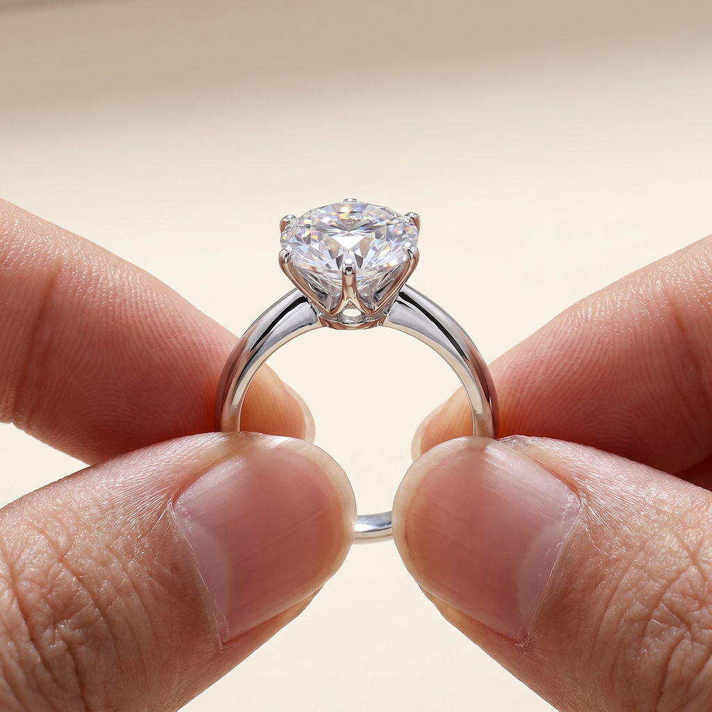 Moissanite Solitaire Ring – 925 Sterling Silver Engagement Sparkle