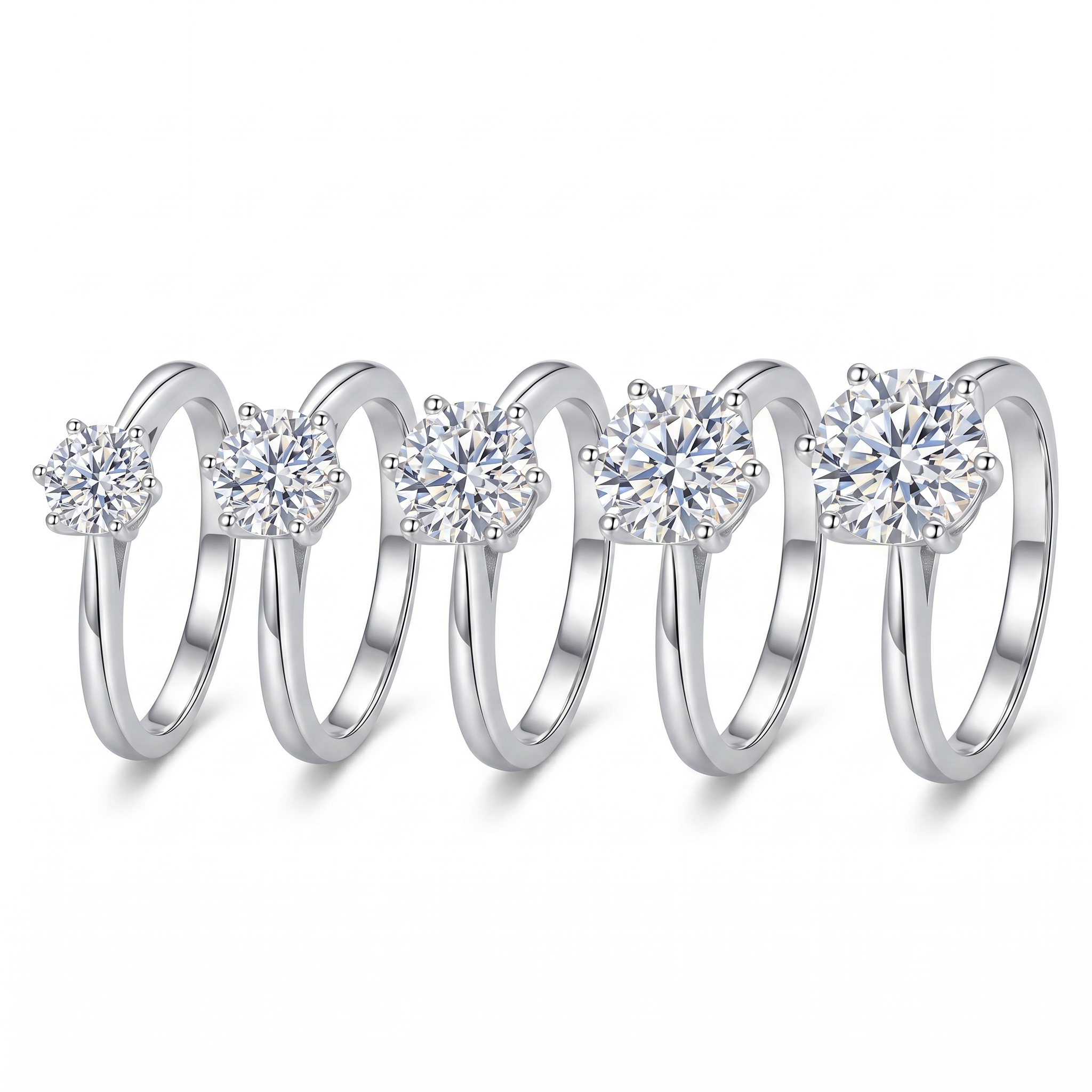 Moissanite Solitaire Ring – 925 Sterling Silver Engagement Sparkle