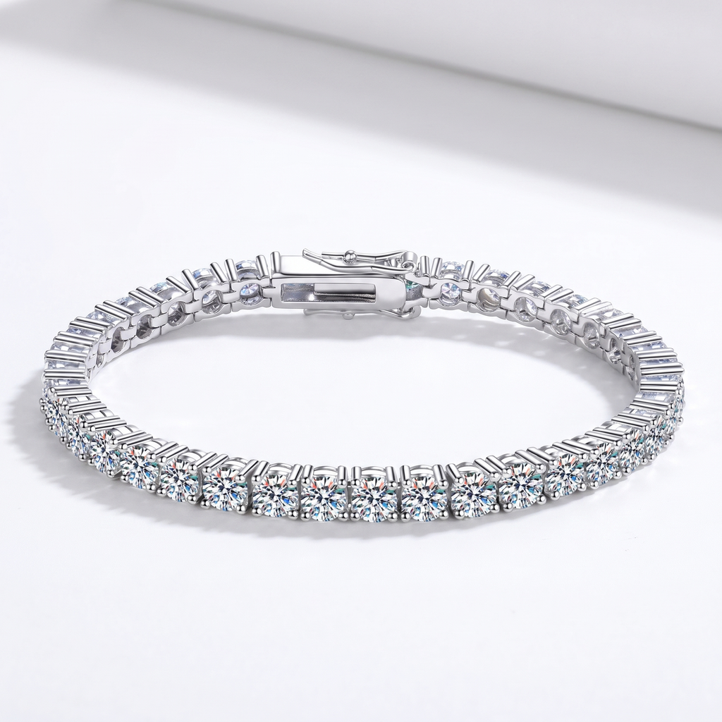 Moissanite Tennis Bracelet in 925 Sterling Silver – 3mm Brilliance
