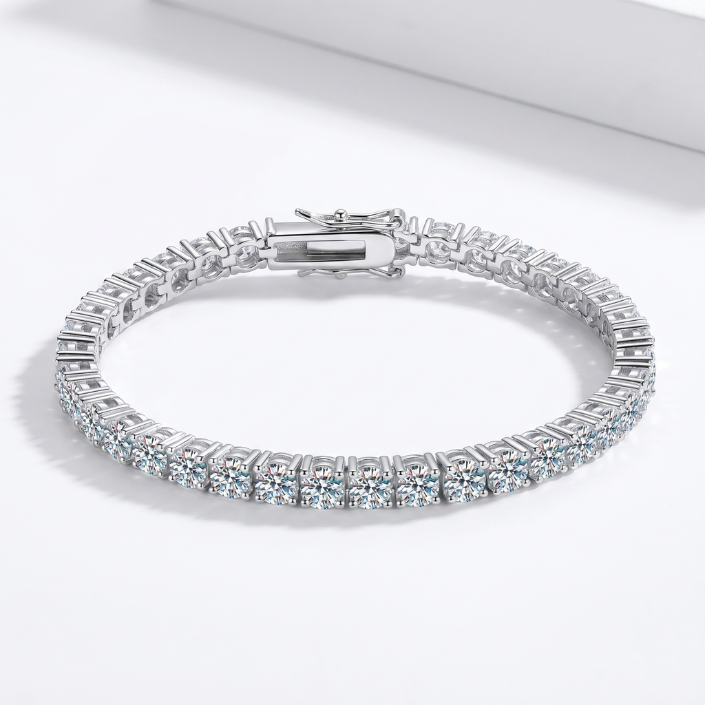 Moissanite Tennis Bracelet in 925 Sterling Silver – 3mm Brilliance
