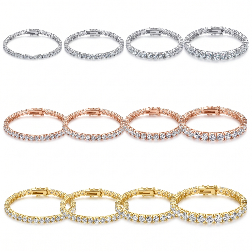 Moissanite Tennis Bracelet in 925 Sterling Silver – 3mm Brilliance