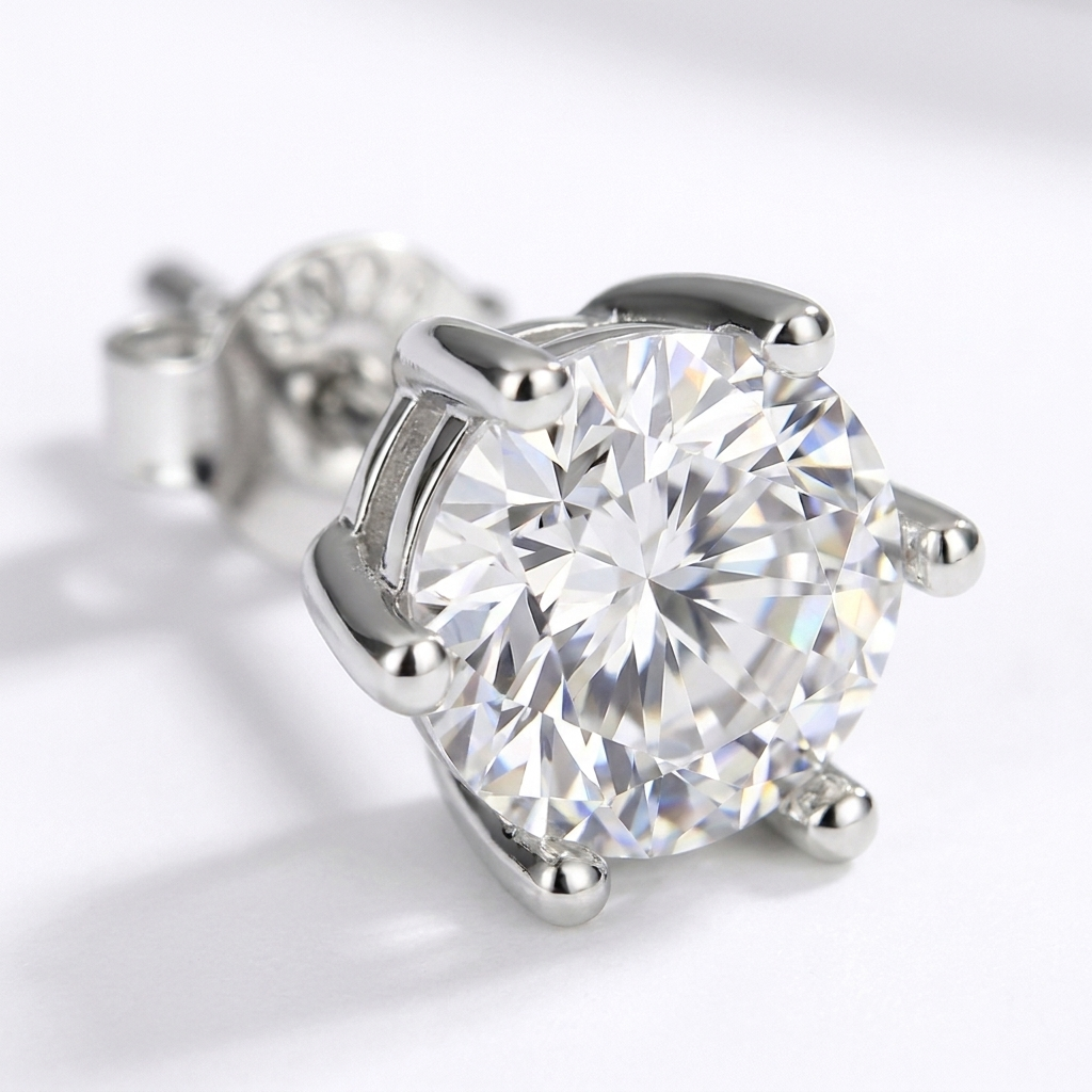 Moissanite Stud Earrings in 925 Sterling Silver – Brilliant Sparkle